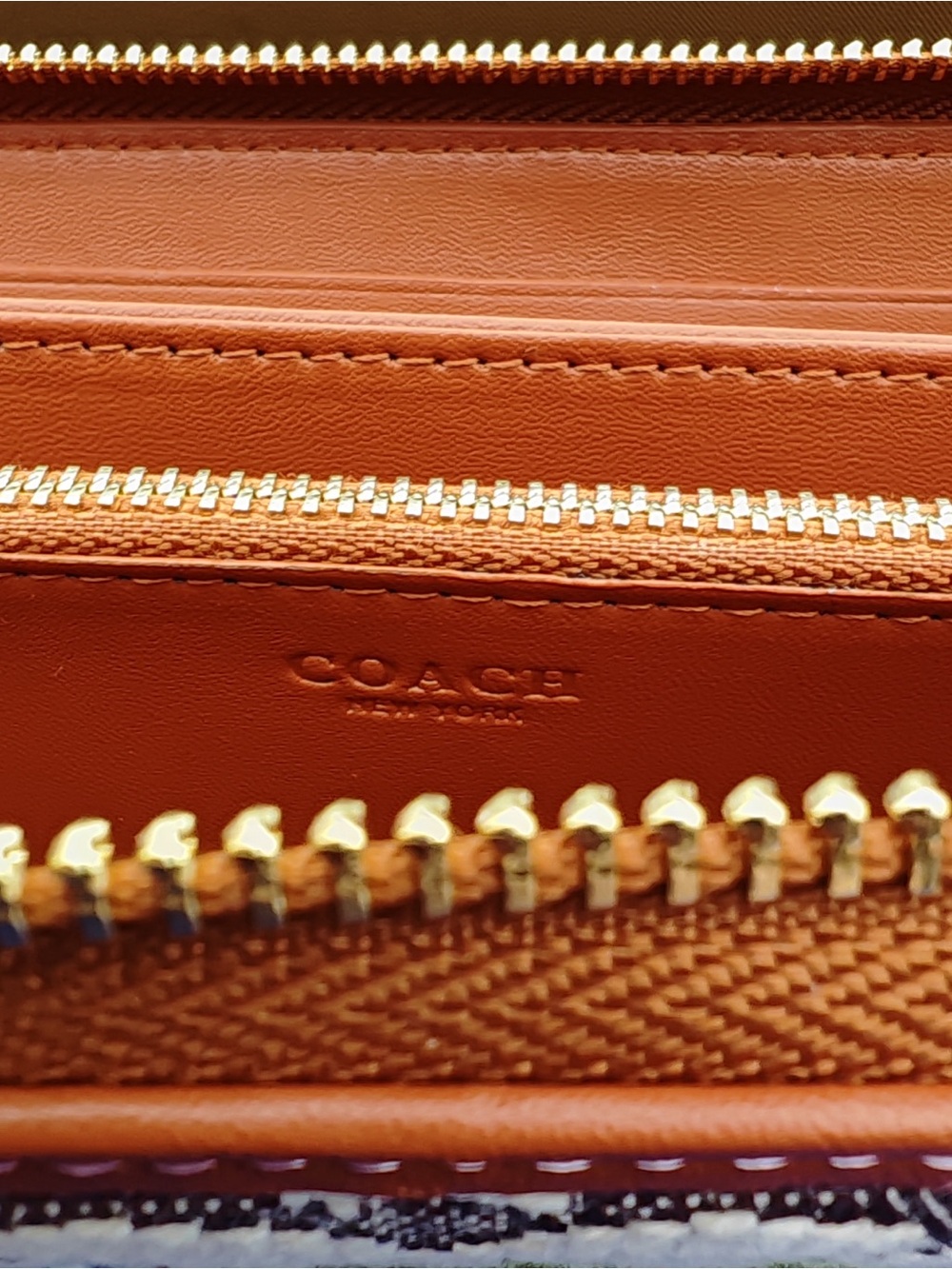 Coach Brown Signature Canvas Zip Wallet - Picture 2 of 5